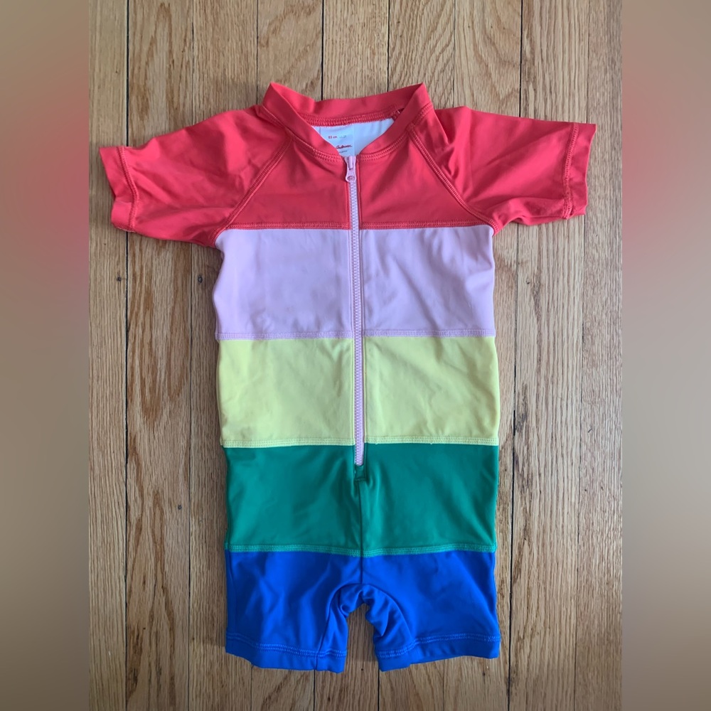Hanna Andersson rainbow rash guard swim suit 2T